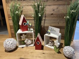 Frühlingsdeko-Set: Vogelhäuschen, Blumen & mehr!
