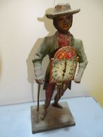 Uhrenträger  Figur mit Uhrwerk, Antik, Schwarzwälderuhr