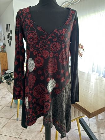 Vestito Desigual maniche lunghe nera fantasia taglia L