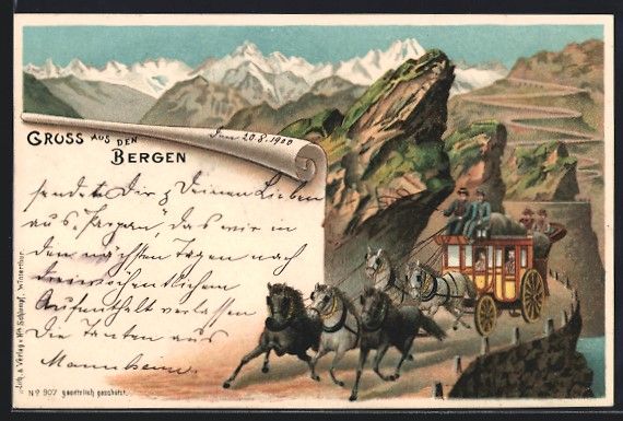 Cartes postales: Postkutsche auf rasanter Fahrt entlang e – D'occasion à Berlin par bartko-reher