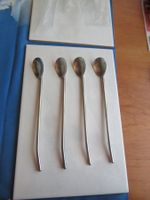 Löffel mit Trinkhalm, 4 Stück, silberfarbig