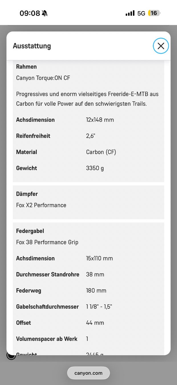 Canyon Velos: Canyon Torque ON CF8 - E-Bike – Gebraucht aus Pontresina von inf_p9kg 3