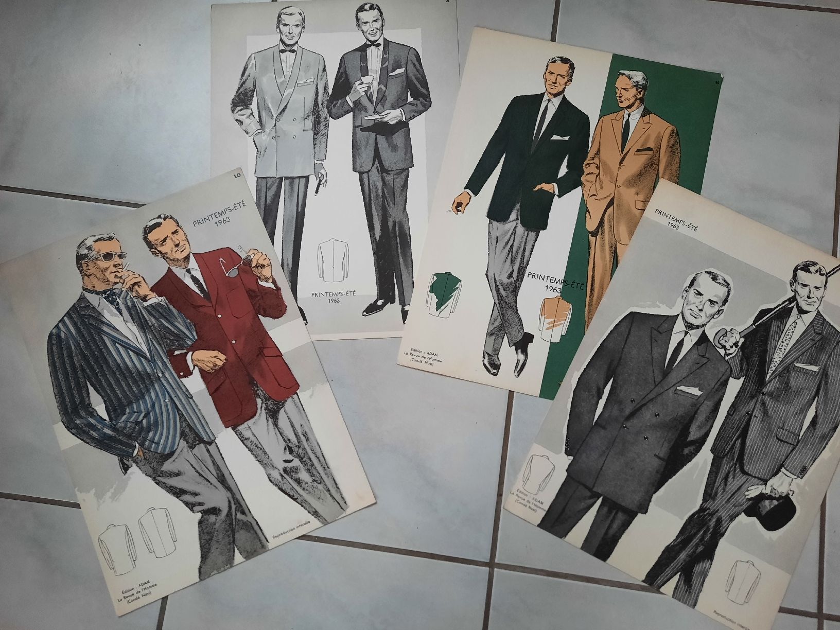 Stiche: 4 anciennes GRAVURES DE MODE, de 1963 – Gebraucht aus Le Locle von marylise01