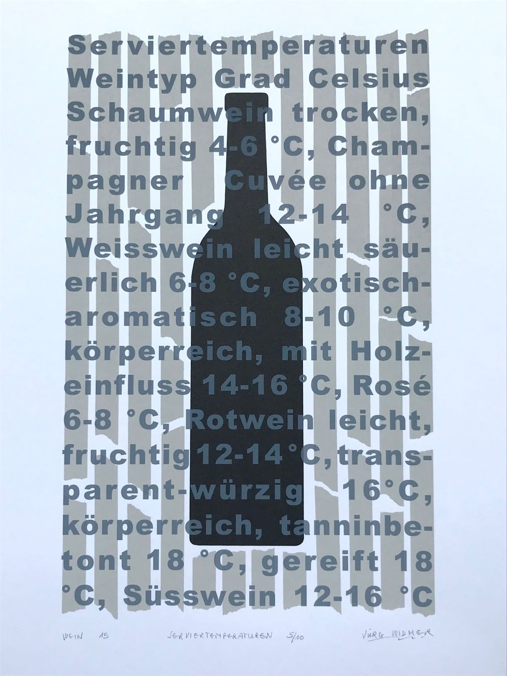 Vino: Artwine 15, Jürg Widmer, Siebdruck – Nuovo e nell'imballaggio originale da Seltisberg venduto da quadartswiss