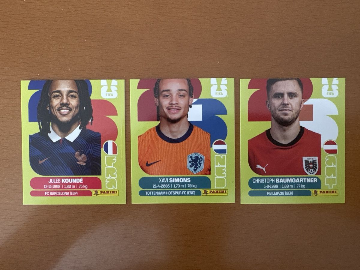 Panini Carte collezionabili: Panini FIFA 2026 Sticker: Koundé, Simons, Baumgartner – Nuovo (secondo la descrizione) da St. Gallen venduto da charlesweb