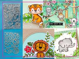 Löwe, Elefant, Affe usw  - Stanzschablone und Silikonstempel
