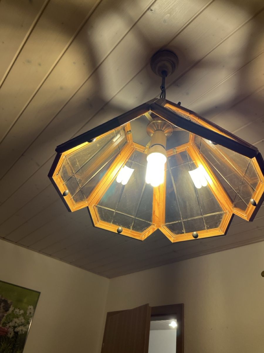 Lampade: Lampe suspendue en bois et verre – Usato da Alle venduto da LeCoucou 1