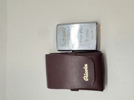 Feuerzeug graviert mit Etui Ricola silberfarben gebraucht