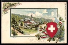 Passepartout-Lithographie Zürich, Waldhaus Dolder mit Anlage