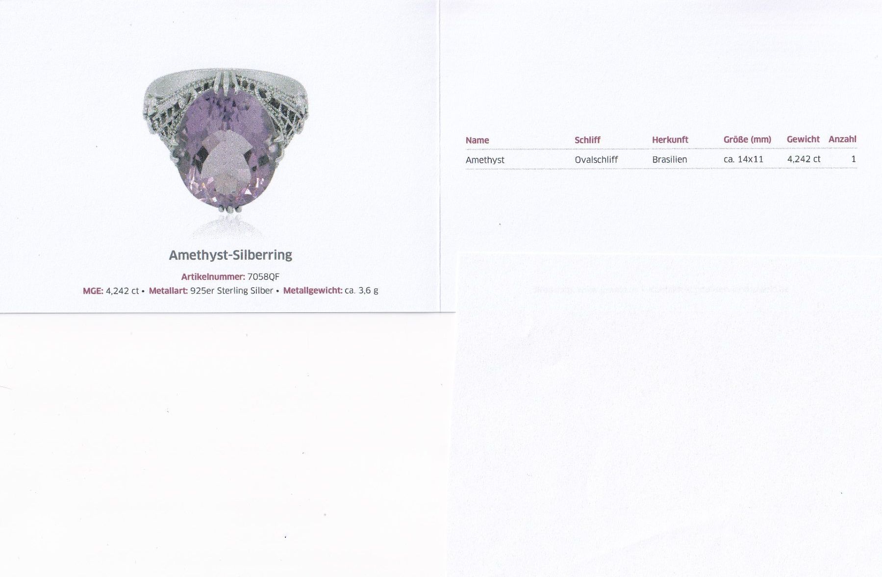 Anelli: Echtschmuck: Amethyst-Silberring 925er Grösse 56/18 – Nuovo (secondo la descrizione) da Zuchwil venduto da maumauchi 1