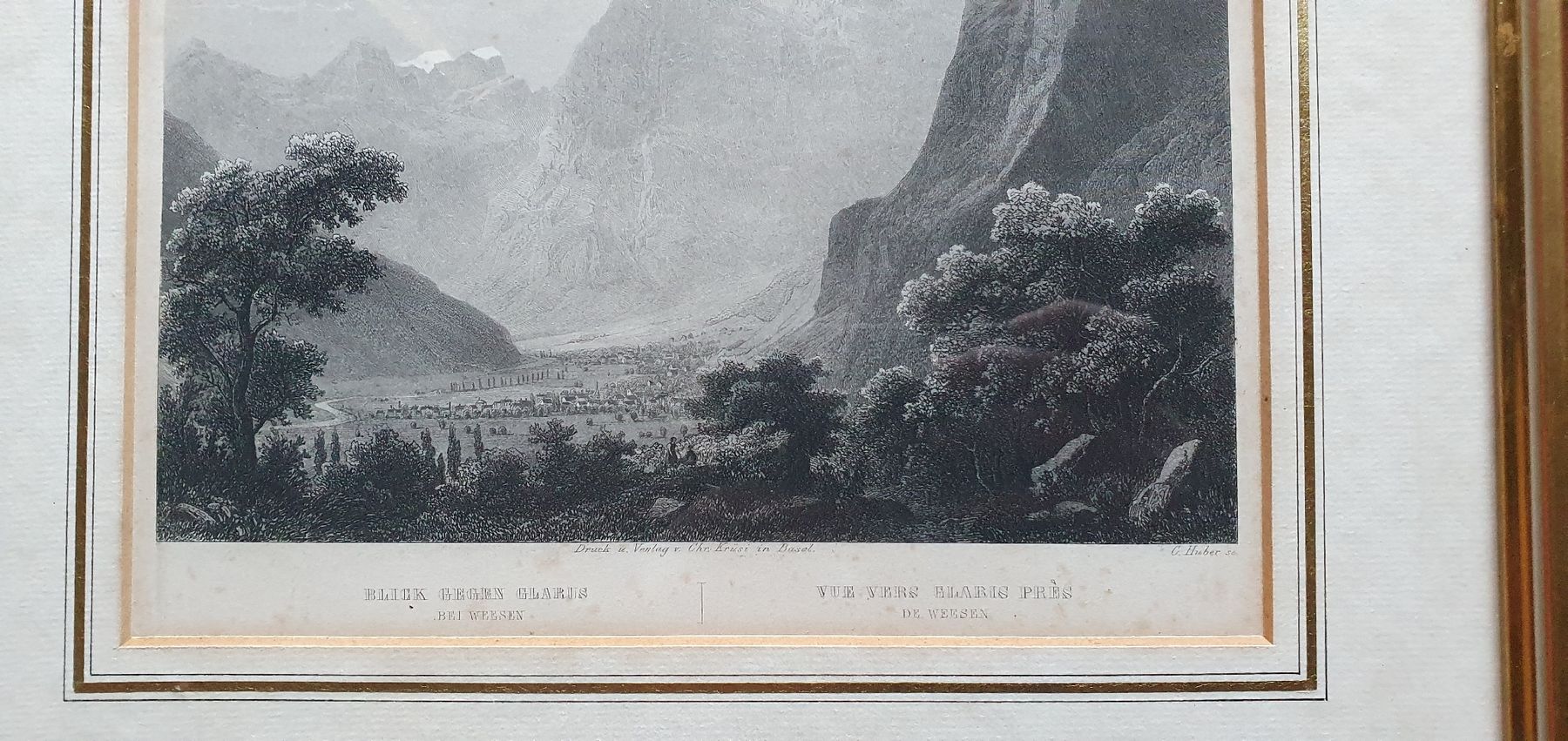 Stiche: Bild - Stahlstich,  Blick gegen Glarus, bei Weesen – Gebraucht aus Kreuzlingen von Rschweiz1 1