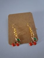 Süsse Kirschen Retro Stil Ohrringe Goldfarben  🍒✨😍🎁