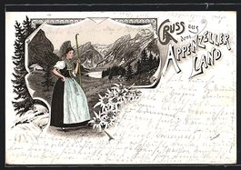 Vorläufer-Lithographie Frau mit Stock i