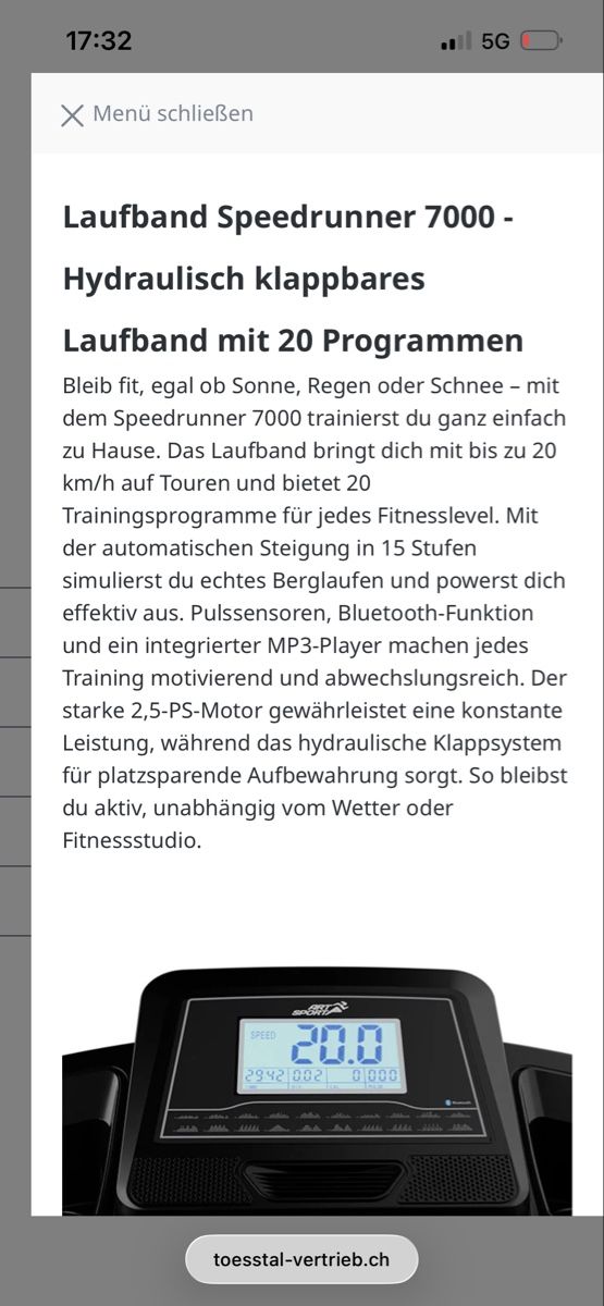 Hometrainer: Laufband Speedrunner 7000 wie neu – Usato da Schindellegi venduto da Vanessa54 4