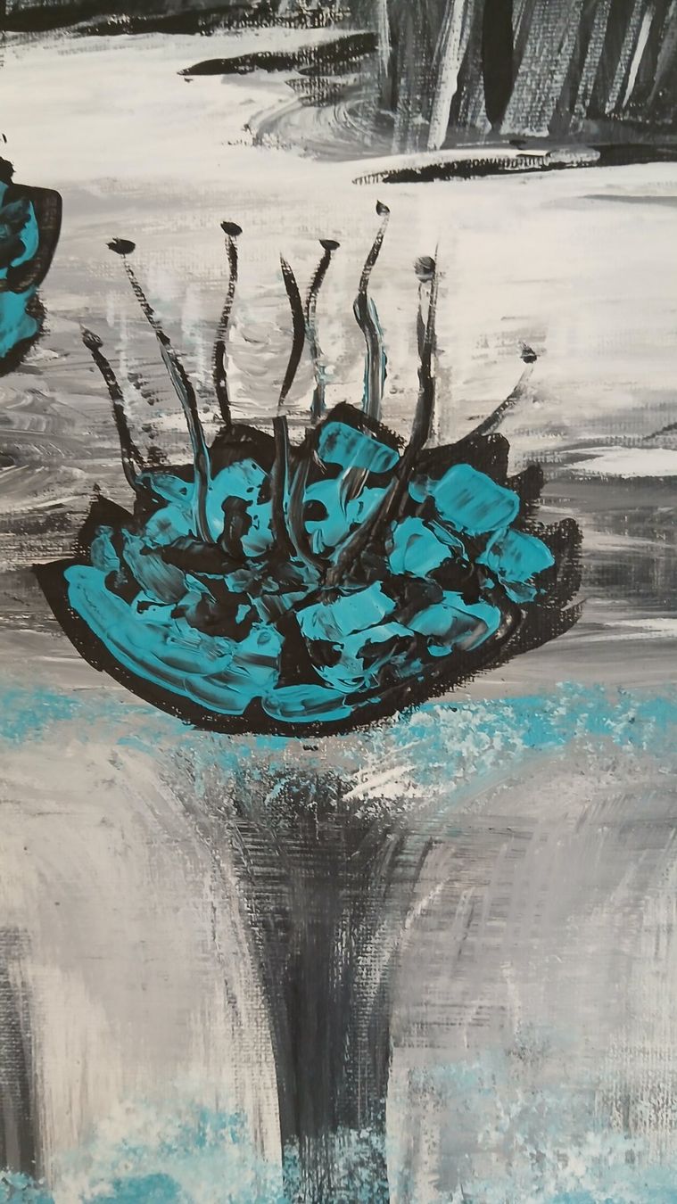 Foto & Immagini: Acrylbild, Handgemalt "Seerosen" – Nuovo (secondo la descrizione) da Udligenswil venduto da Quarz2002 1