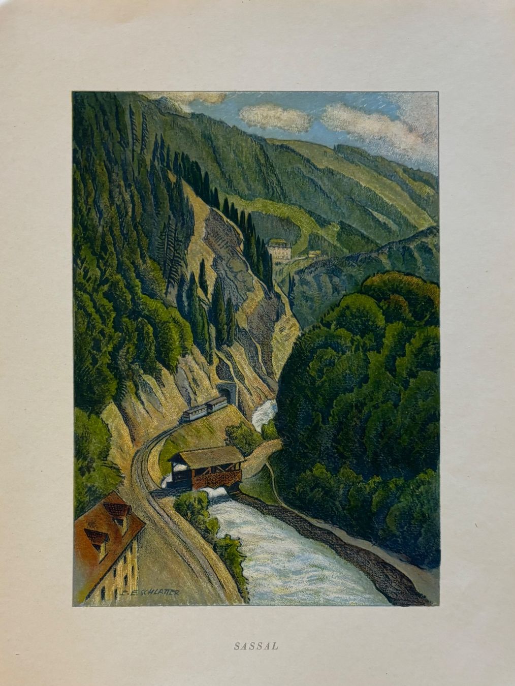Grafiken & Lithographien: E.E. Schlatter, Farblithographie, Sassal – Gebraucht aus Frauenfeld von Merk52