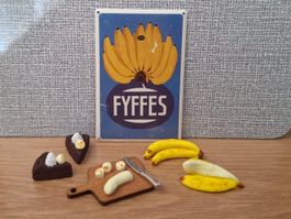 Vintage Bodo Hennig Fyffes Werbeschild mit Bananen Dessert
