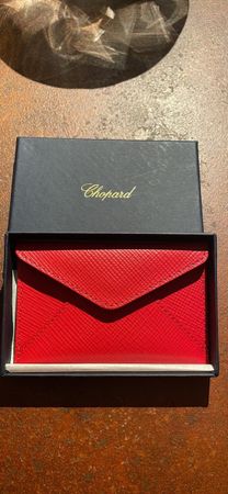 Elegant Red Leather Chopard Card Holder
