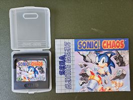 Sonic Chaos Game Gear Sega cartridge and manual