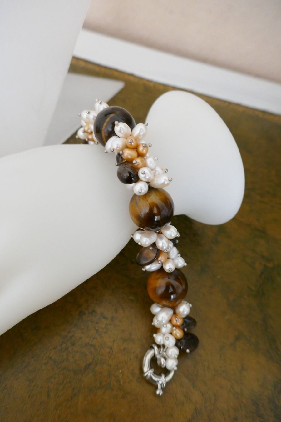 Altri gioielli: Set: Collier + Armband Tigerauge und Perlen – Usato da Muttenz venduto da einfach-schoen 1