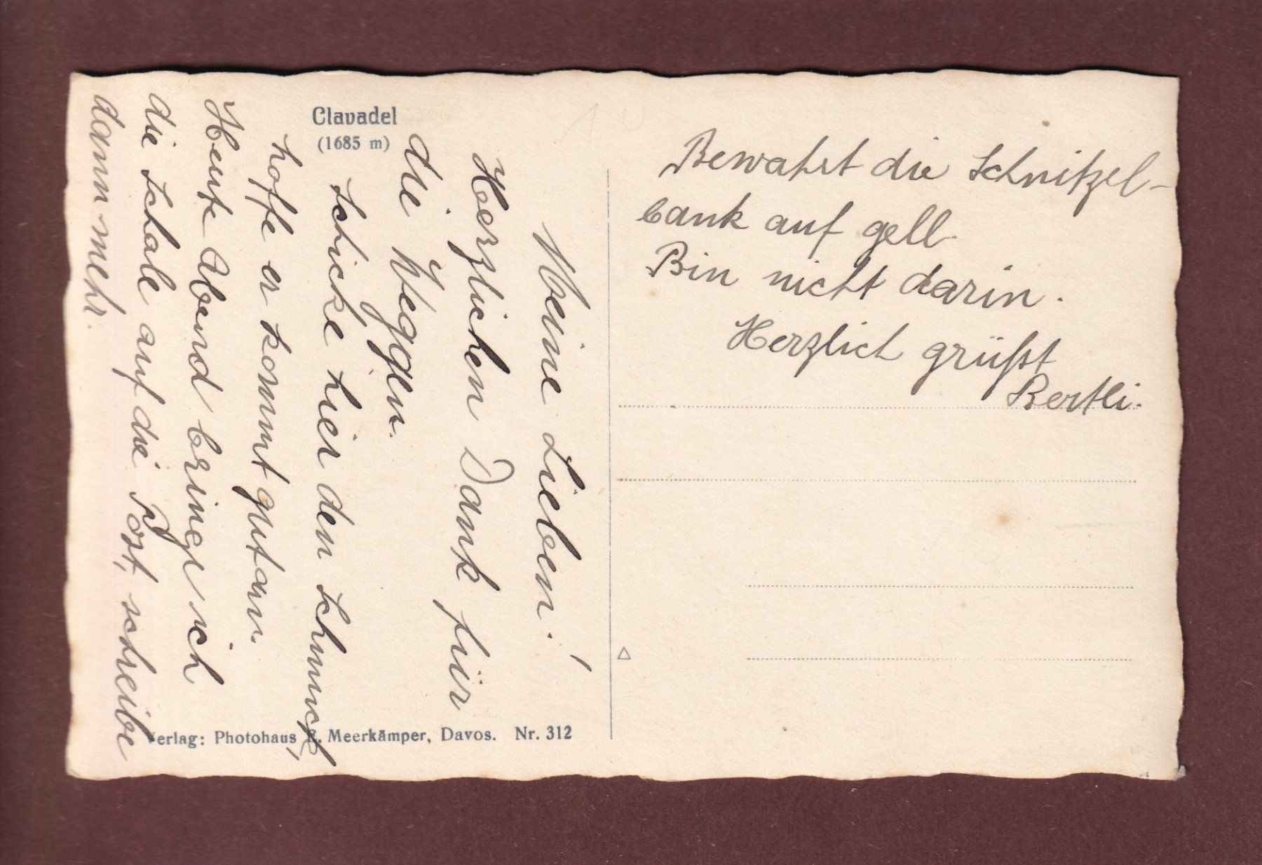 Cartes postales: DAVOS - CLAVADEL – D'occasion à Pully par nicecards 1