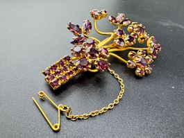 Vintage Strassbrosche mit violetten Steinen