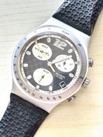 Swatch Chronograph Uhr schwarz silber 
