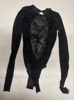 Body suit black long sleeve lace pattern sheer