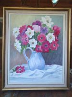 Gemälde Blumenarrangement mit Vase,60x50cm, gerahmt