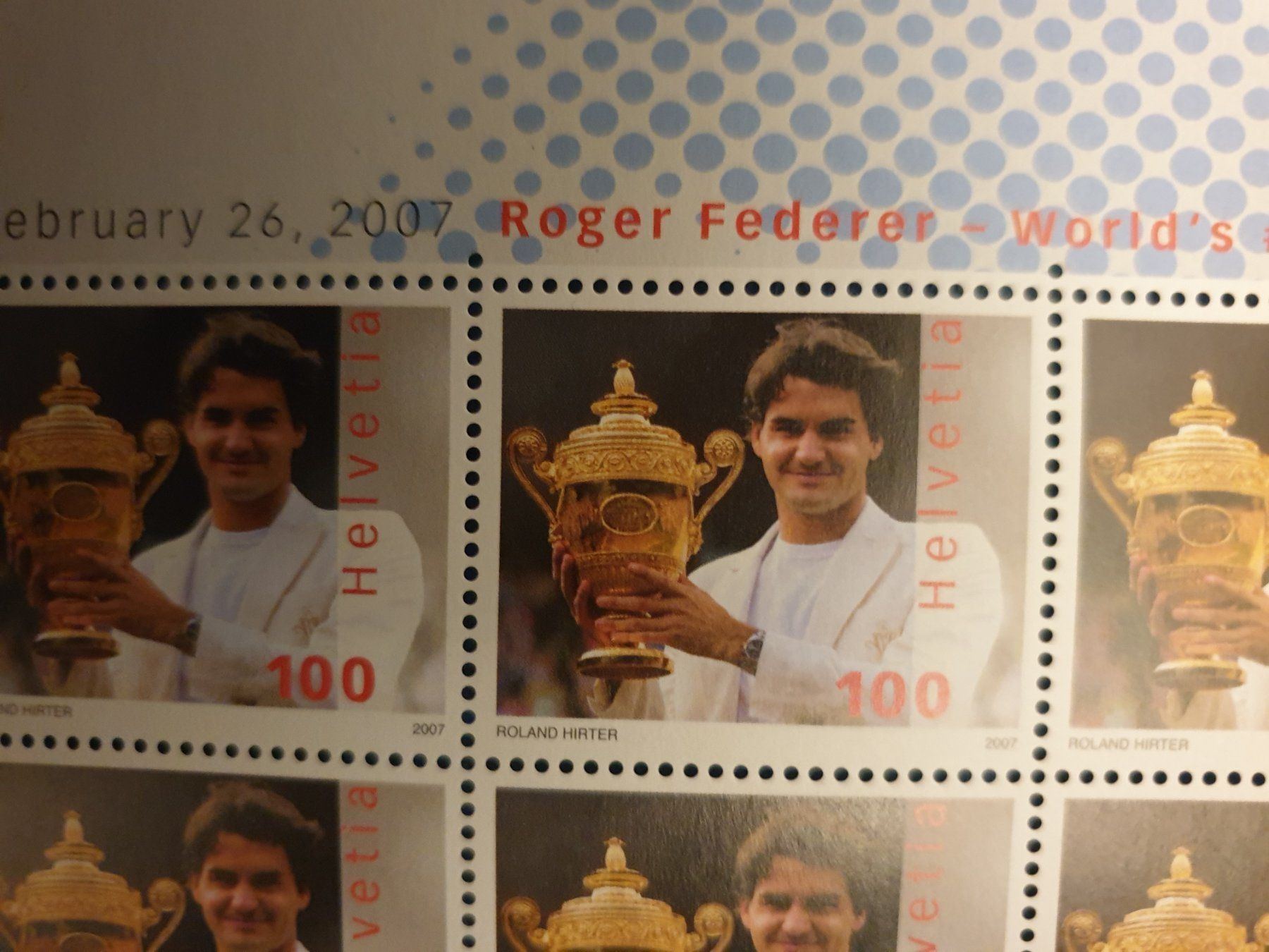 Tutti i francobolli: Roger Federer Briefmarkenbogen postfrisch top – Nuovo (secondo la descrizione) da Frauenfeld venduto da Kasico 2