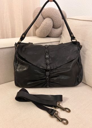 CAMPOMAGGI India Lavata Bag/Tasche - LEDER nero - wie NEU