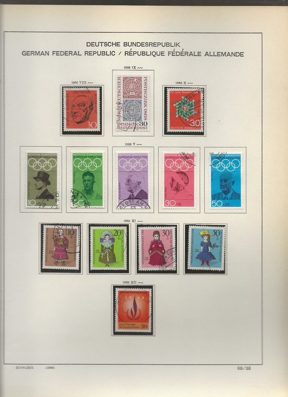 Tutti i francobolli: Marken Deutschland BRD 1968 bis 1972 – Usato da Au ZH venduto da xelagreb01 1