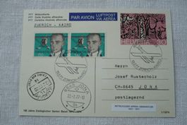 1977 Mittelholzer Afrikaflug Karte 1. Etappe Zürich - Kairo