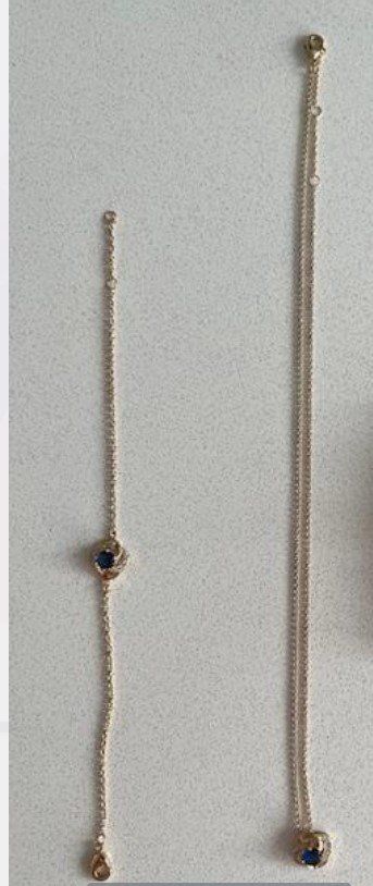Altri gioielli: Ensemble forme fleur - plaqué or avec zircon et pierre bleue – Nuovo (secondo la descrizione) da Glattpark(Opfikon) venduto da Miko3711 1