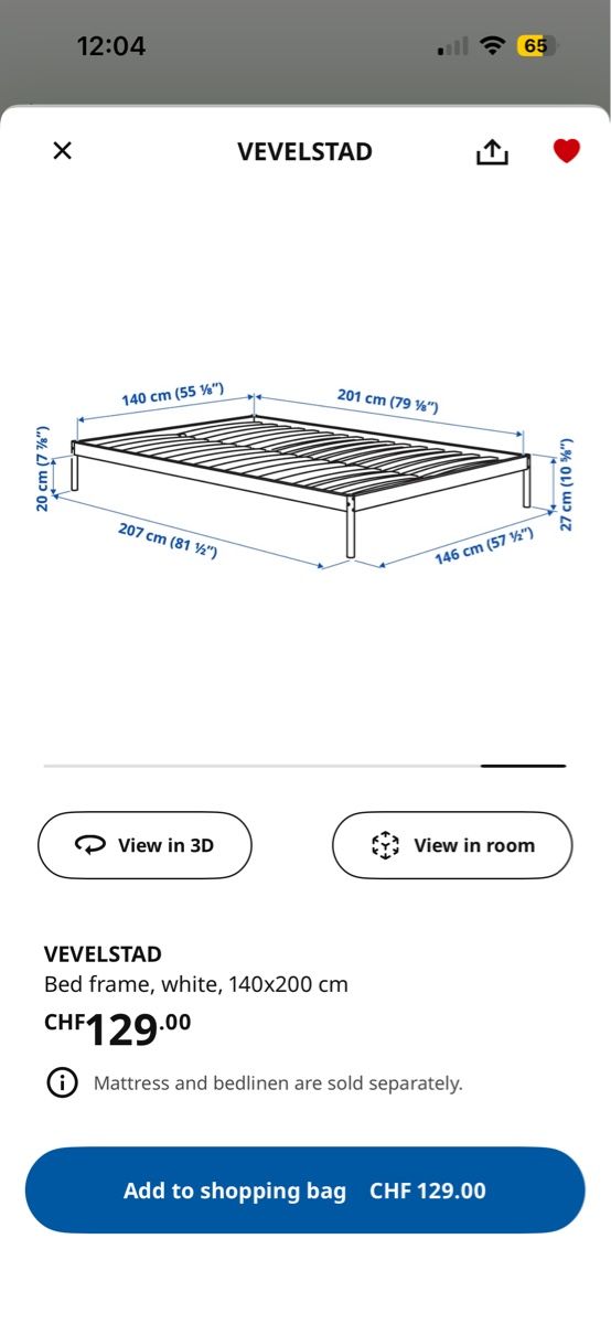 Lits: IKEA bed and mattress NEW – Neuf (Voir description) à Zürich par blackblack 5