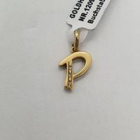 Echt 18K Gold - Buchstabe P Anhänger