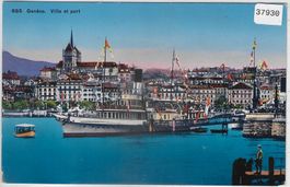 Geneve - Ville et port - Litho