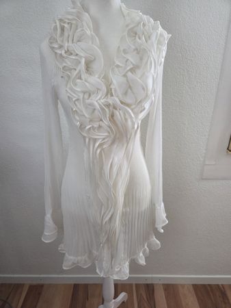Elegante weisses Blusenkleid mit Rüschen Grösse M, neuwertig
