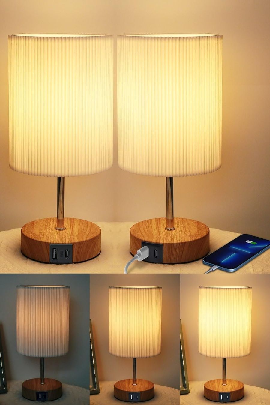 Lampade: 2x LED Nachttischlampe Touch Dimmbar mit USB – Nuovo e nell'imballaggio originale da Nuglar venduto da SaleRitter 1