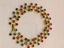 Vintage Gablonzer Armband bunte Steine 28,5gr. Top
