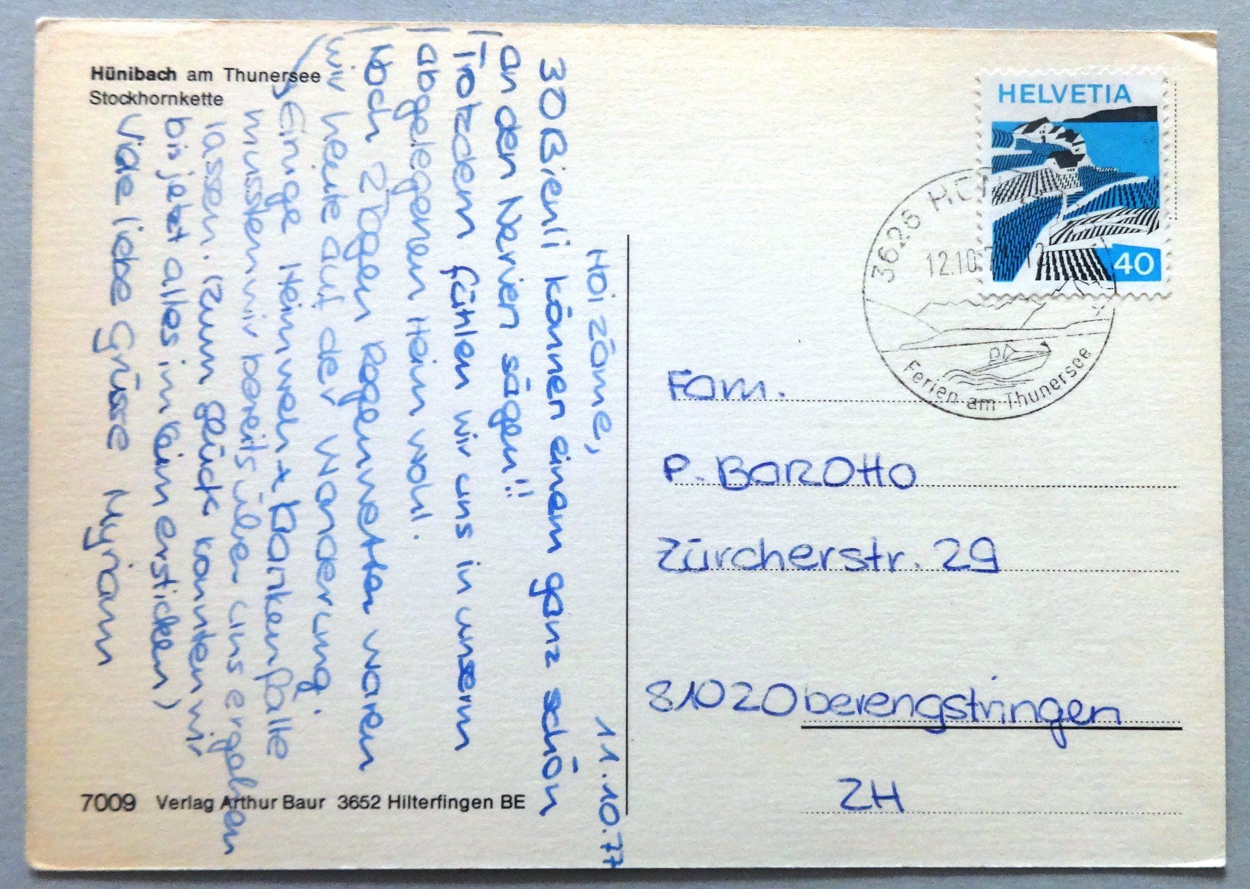 Cartoline postali: Hünibach am Thunersee – Difettoso da Fétigny venduto da Billy2miny 1