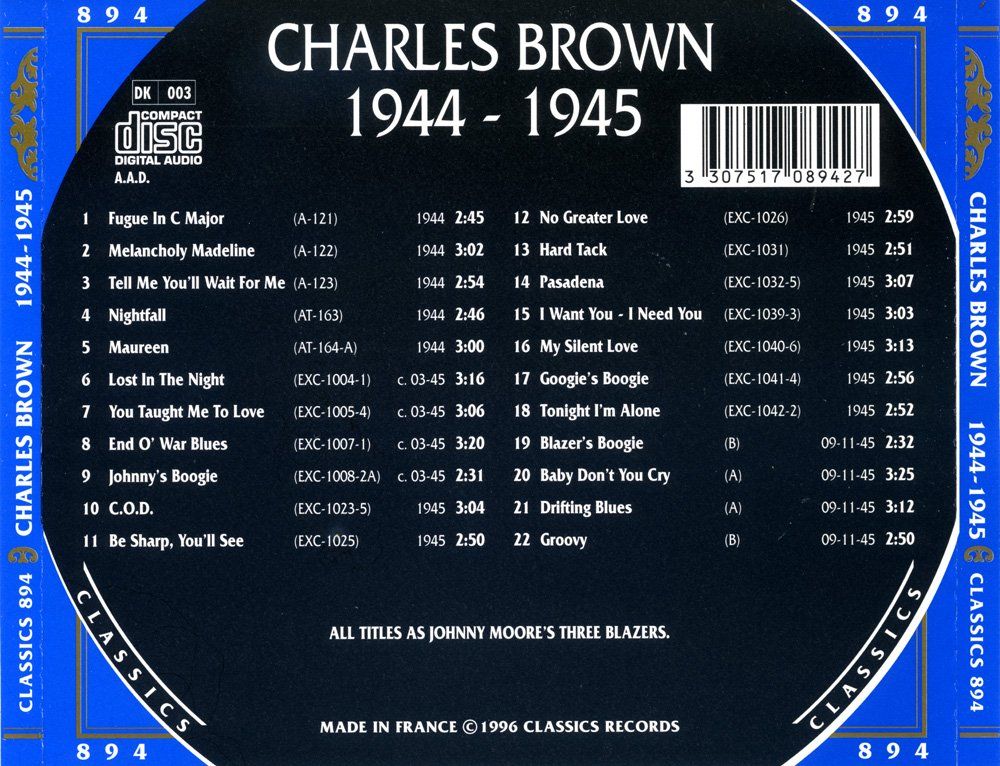 CD: Jazz-CD: Charles Brown 1944 - 1945 (Classics) – Usato da Hochfelden venduto da mue_lhm9 2