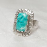 SILBER TÜRKIS RING Grösse 73 Silberring Sterling Navajo