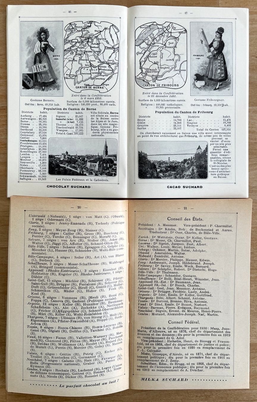 Grafica & Litografie: Suchard - 2 Kleiner Schweizerischer Staats Kalender 1910/30 – Usato da Savagnier venduto da Ne2065 2