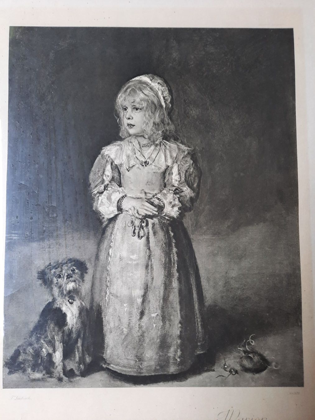 Dipinti: Antikes Bild, Mädchen mit Hund – Usato da Weinfelden venduto da JoeBaer 1