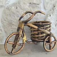 Deko Fahrrad mit Korb Rattangeflecht 