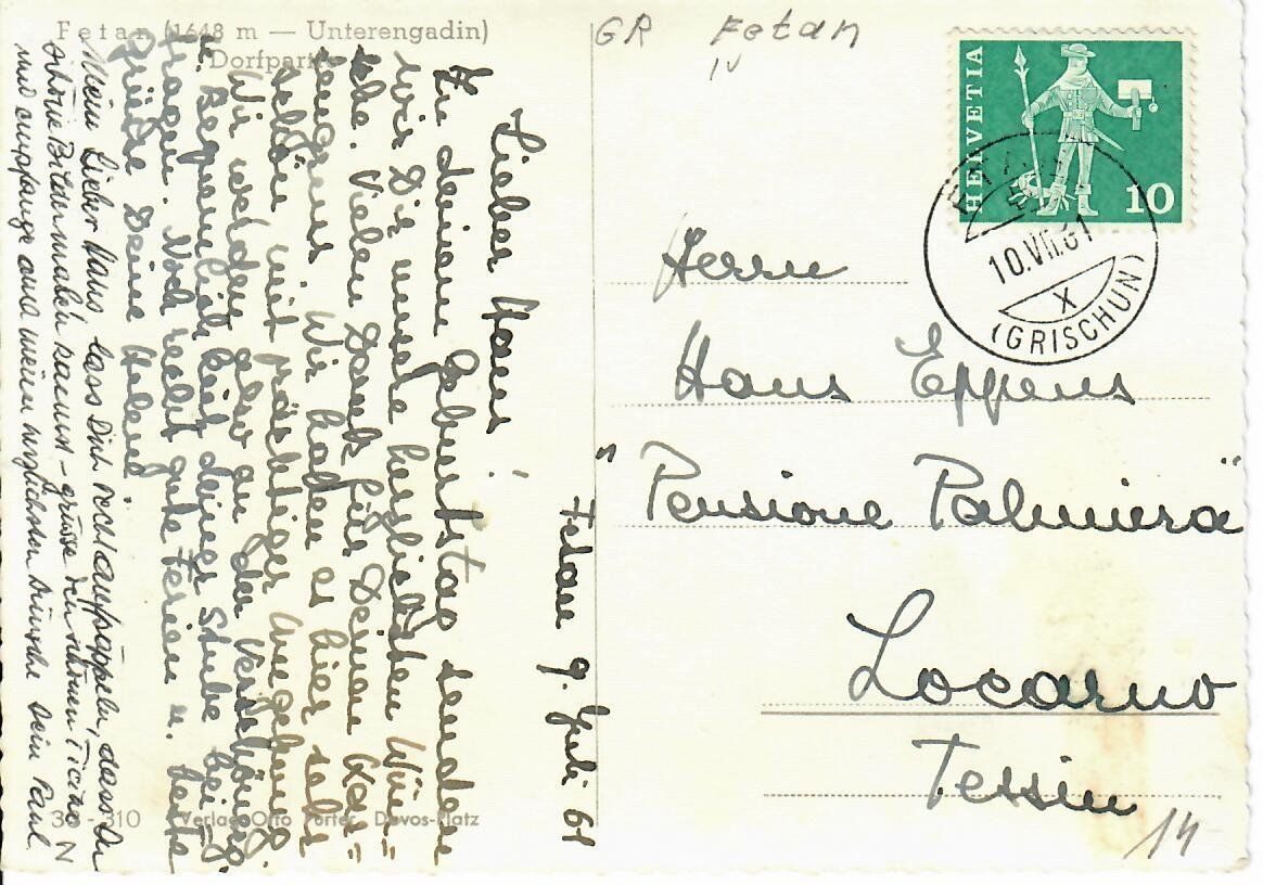 Cartoline postali: Fetan – Usato da Hochdorf venduto da Ziegel-16 1