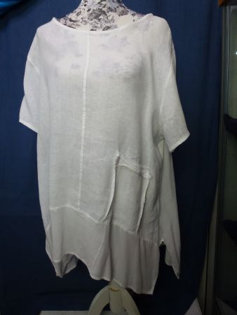 SILKROAD TUNIKA ZIPFEL LEINEN LÄSSIG SOMMER WEISS GR XL
