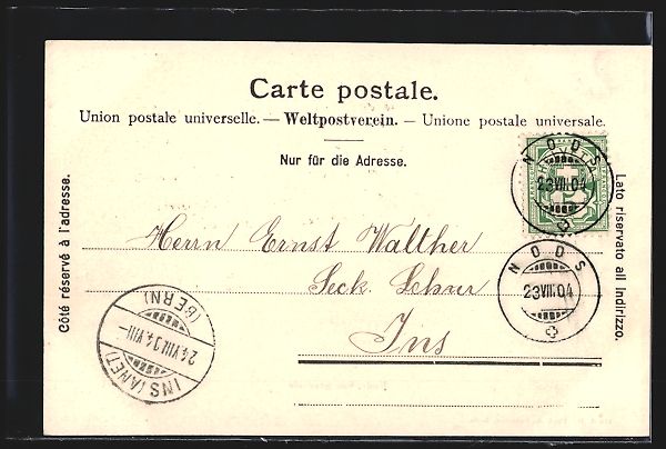 Cartoline postali: AK Nods, Vue générale, 1904 – Usato da Berlin venduto da bartko-reher 1
