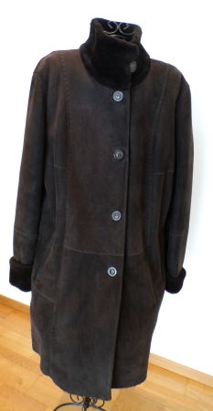 Damen Lammfell Mantel, Farbe dunkelbraun